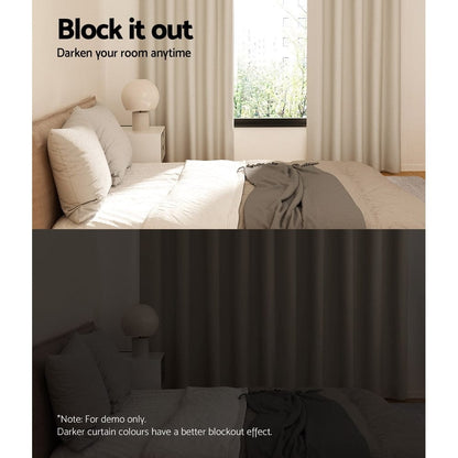Artiss Home & Garden > Curtains > Curtains & Drapes Artiss 2X Blockout Curtains Eyelet 300x230cm Beige