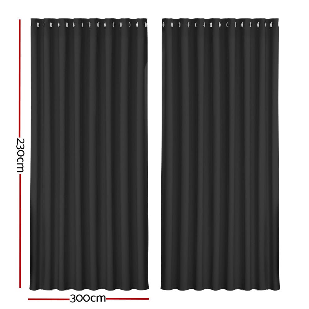 Artiss Home & Garden > Curtains > Curtains & Drapes Artiss 2X Blockout Curtains Eyelet 300x230cm Black