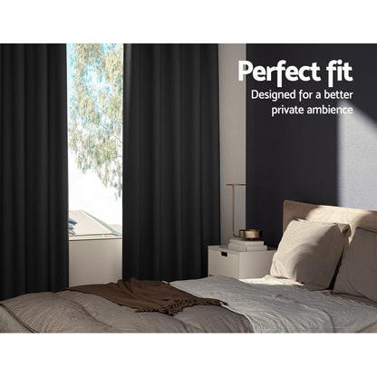 Artiss Home & Garden > Curtains > Curtains & Drapes Artiss 2X Blockout Curtains Eyelet 300x230cm Black