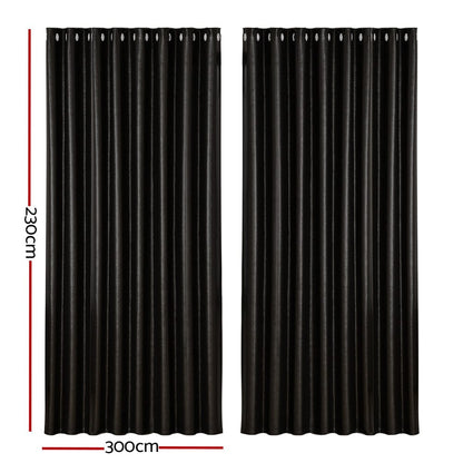 Artiss Home & Garden > Curtains > Curtains & Drapes Artiss 2X Blockout Curtains Eyelet 300x230cm Black Shine