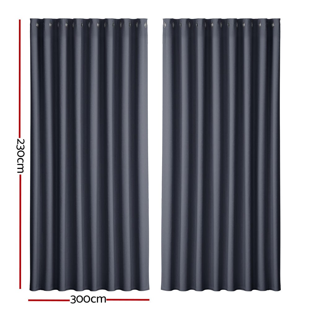 Artiss Home & Garden > Curtains > Curtains & Drapes Artiss 2X Blockout Curtains Eyelet 300x230cm Charcoal