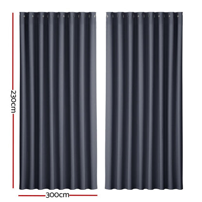 Artiss Home & Garden > Curtains > Curtains & Drapes Artiss 2X Blockout Curtains Eyelet 300x230cm Charcoal