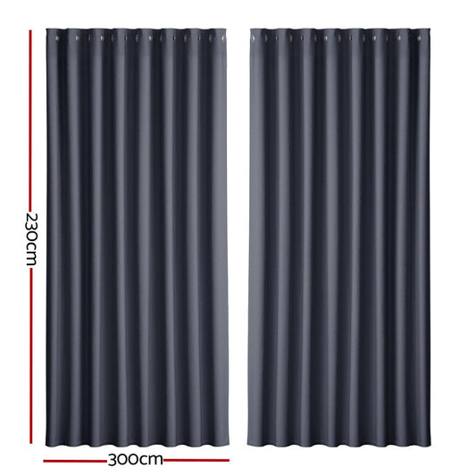 Artiss Home & Garden > Curtains > Curtains & Drapes Artiss 2X Blockout Curtains Eyelet 300x230cm Charcoal