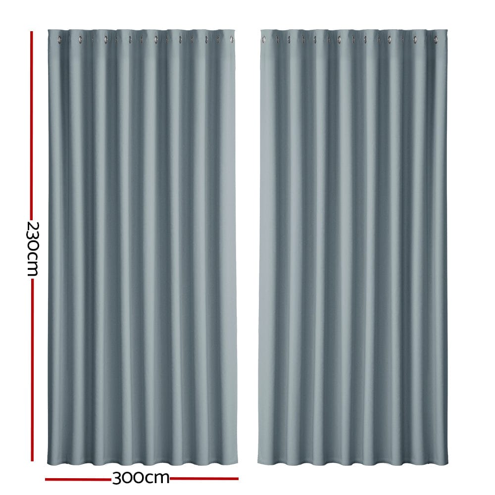 Artiss Home & Garden > Curtains > Curtains & Drapes Artiss 2X Blockout Curtains Eyelet 300x230cm Grey