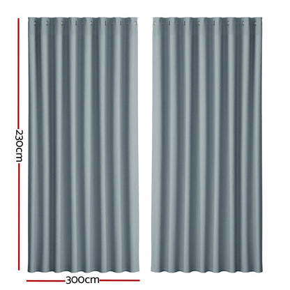Artiss Home & Garden > Curtains > Curtains & Drapes Artiss 2X Blockout Curtains Eyelet 300x230cm Grey