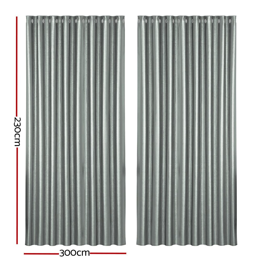 Artiss Home & Garden > Curtains > Curtains & Drapes Artiss 2X Blockout Curtains Eyelet 300x230cm Grey Shine