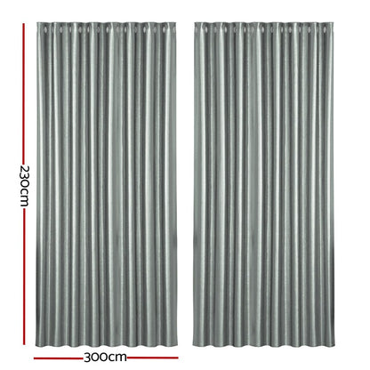 Artiss Home & Garden > Curtains > Curtains & Drapes Artiss 2X Blockout Curtains Eyelet 300x230cm Grey Shine