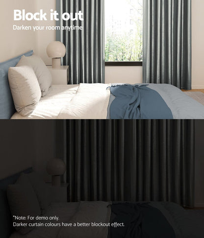 Artiss Home & Garden > Curtains > Curtains & Drapes Artiss 2X Blockout Curtains Eyelet 300x230cm Grey Shine