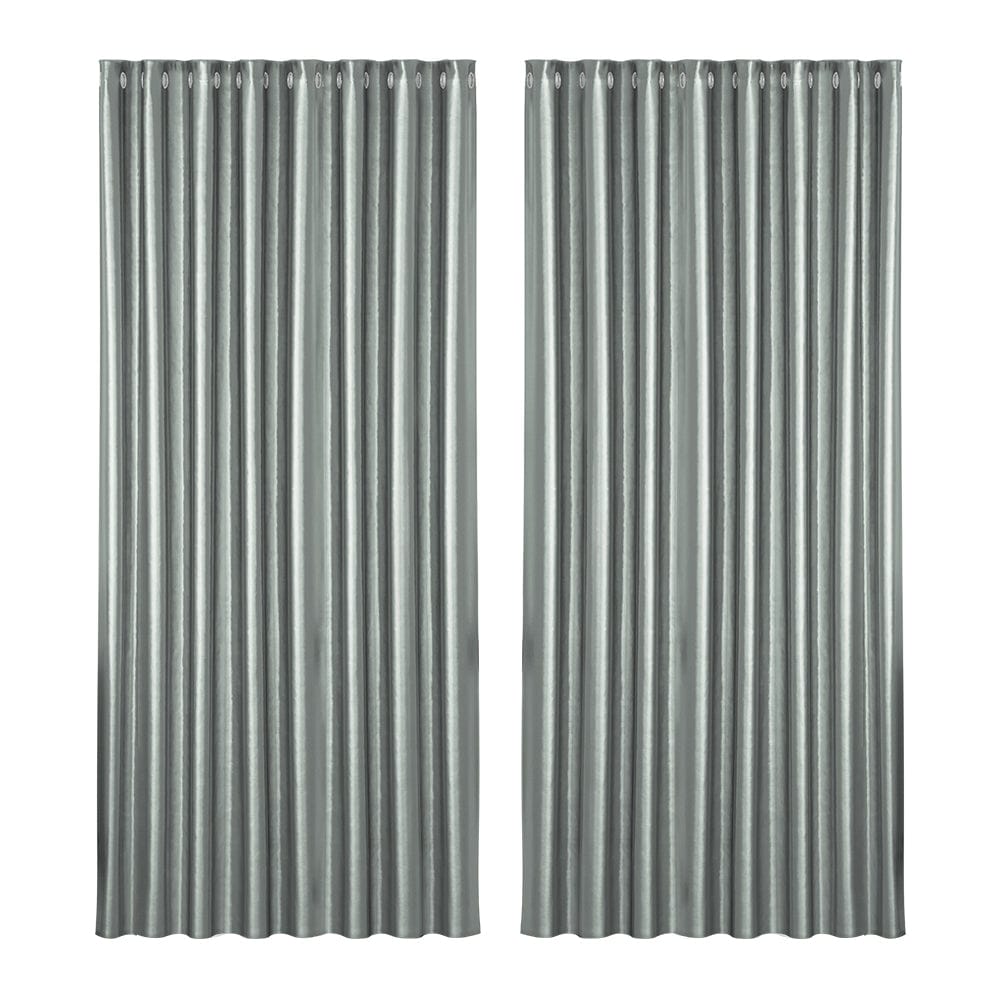 Artiss Home & Garden > Curtains > Curtains & Drapes Artiss 2X Blockout Curtains Eyelet 300x230cm Grey Shine