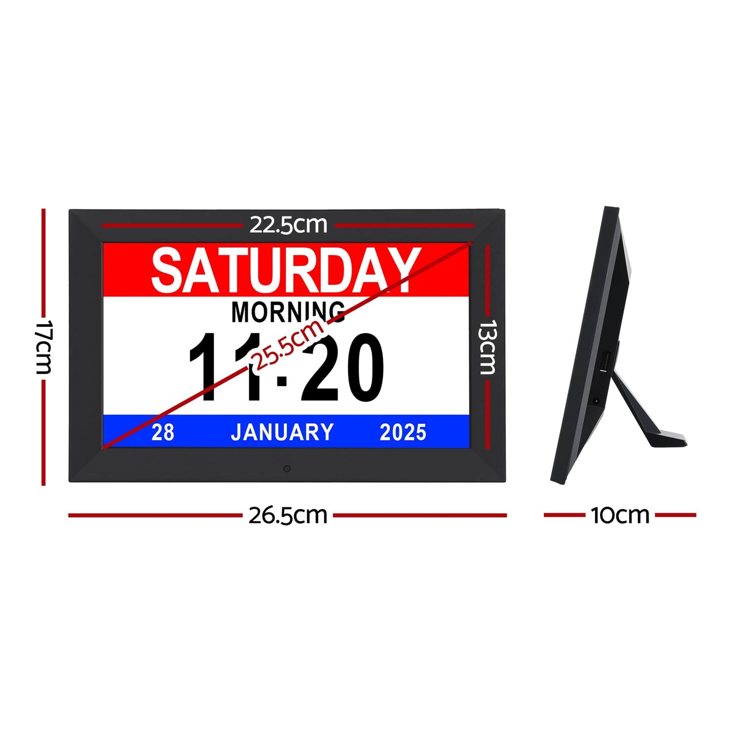 Artiss Home & Garden > Decor > Clocks Artiss 10" Digital Day Clock Alarm Calendar Dementia Date Week Desk Clocks Black