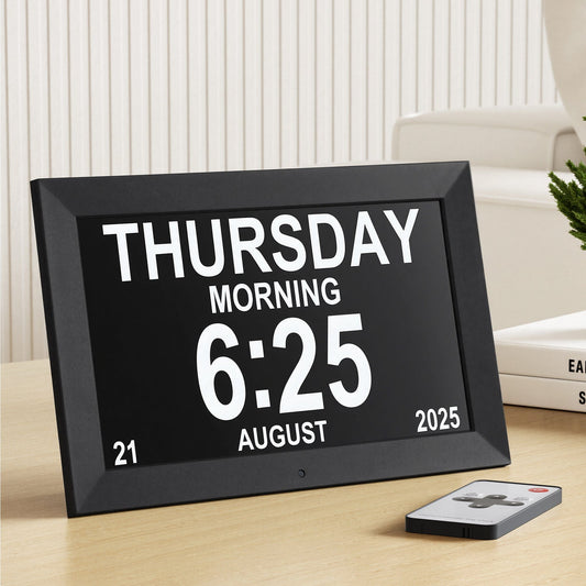 Artiss Home & Garden > Decor > Clocks Artiss 10" Digital Day Clock Alarm Calendar Dementia Date Week Desk Clocks Black