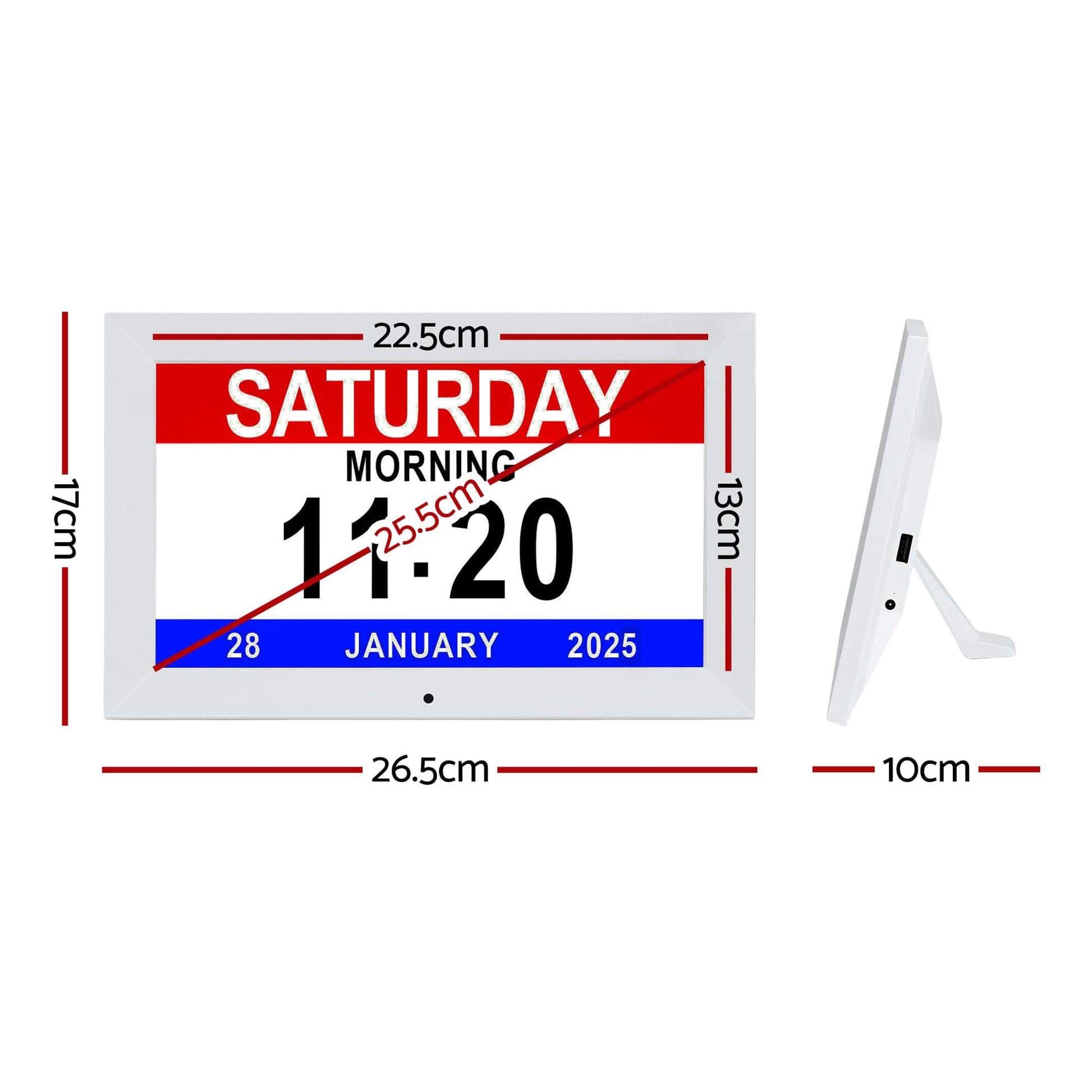Artiss Home & Garden > Decor > Clocks Artiss 10" Digital Day Clock Alarm Calendar Dementia Date Week Desk Clocks White