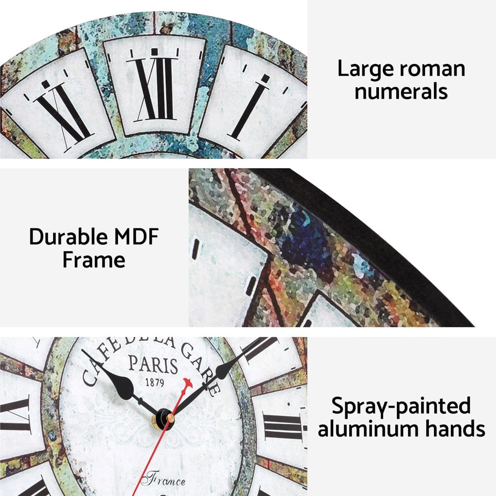 Artiss Home & Garden > Decor > Clocks Artiss 40CM Wall Clock Rustic Design