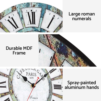 Artiss Home & Garden > Decor > Clocks Artiss 40CM Wall Clock Rustic Design