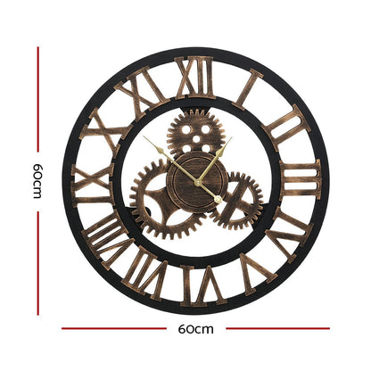 Artiss Home & Garden > Decor > Clocks Artiss 60cm Wall Clock Large Retro Roman Numerals Brown