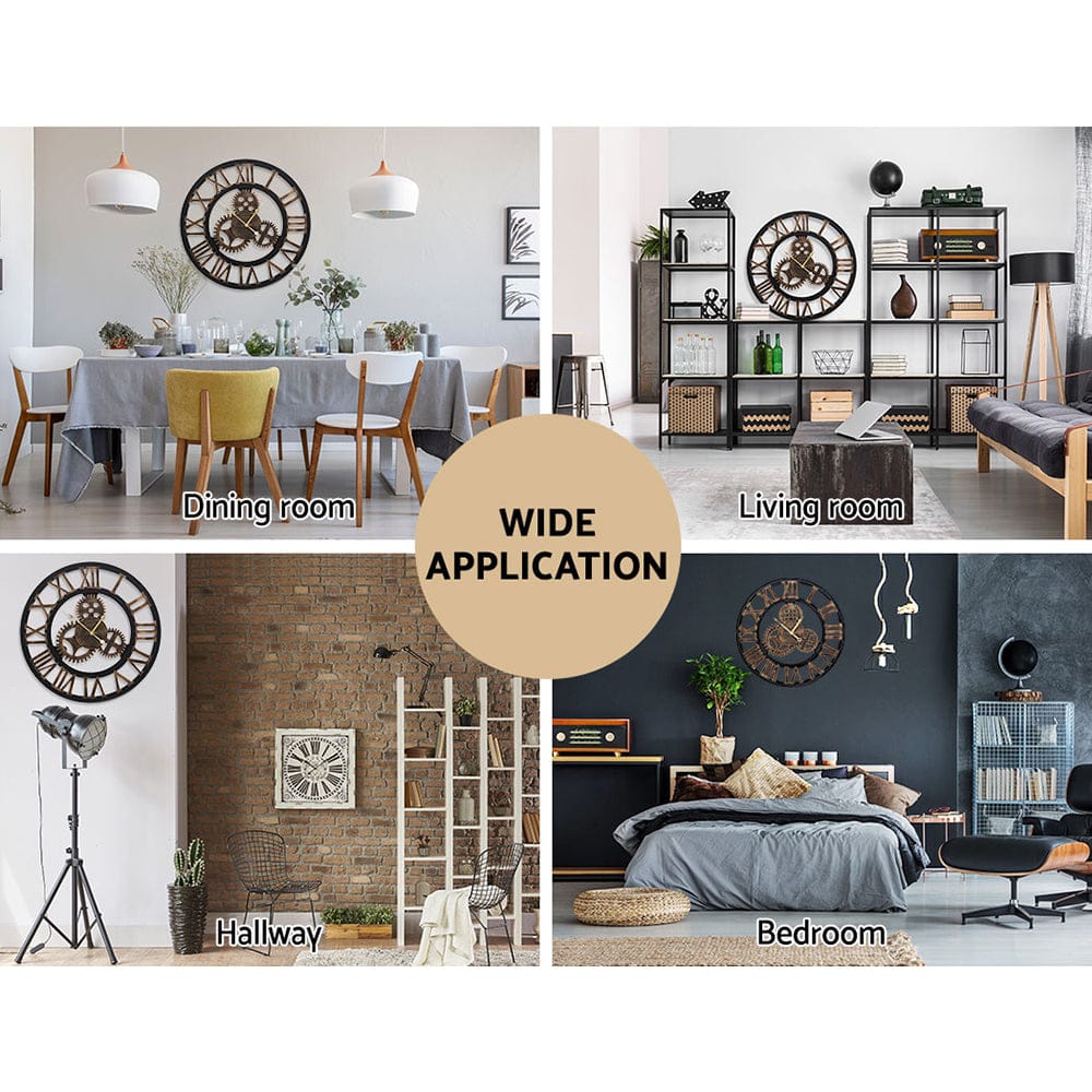 Artiss Home & Garden > Decor > Clocks Artiss 60cm Wall Clock Large Retro Roman Numerals Brown