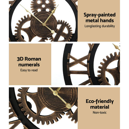 Artiss Home & Garden > Decor > Clocks Artiss 60cm Wall Clock Large Retro Roman Numerals Brown