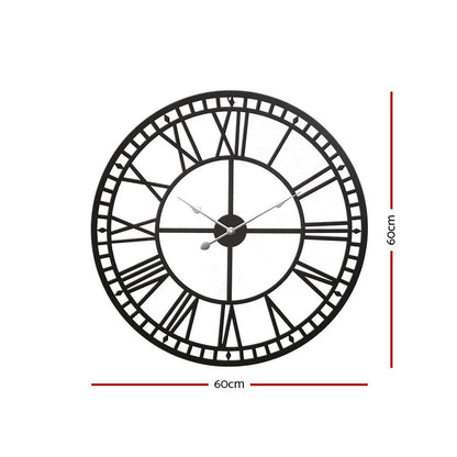 Artiss Home & Garden > Decor > Clocks Artiss 60cm Wall Clock Large Roman Numerals Metal Black