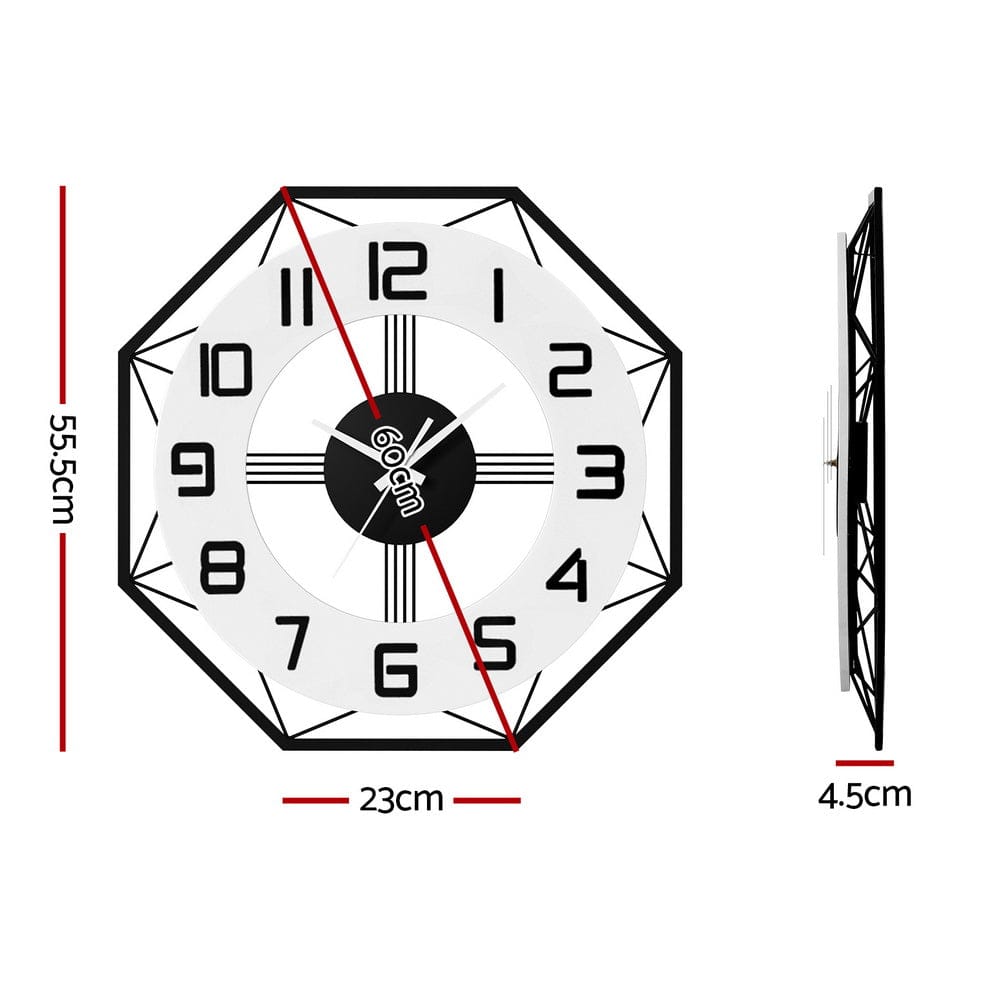Artiss Home & Garden > Decor > Clocks Artiss 60CM Wall Clock Octagon