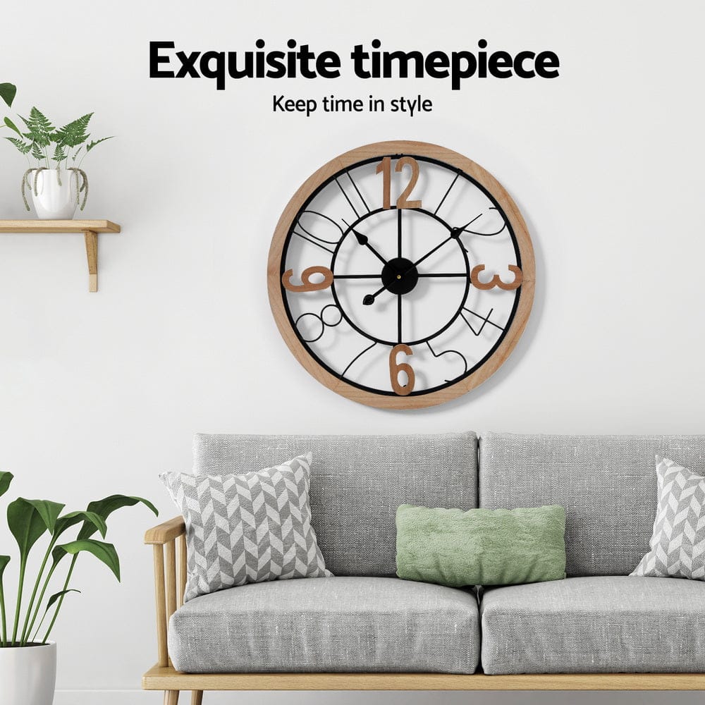 Artiss Home & Garden > Decor > Clocks Artiss 60CM Wall Clock Wooden