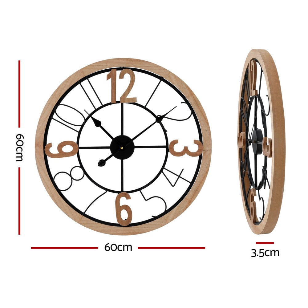 Artiss Home & Garden > Decor > Clocks Artiss 60CM Wall Clock Wooden