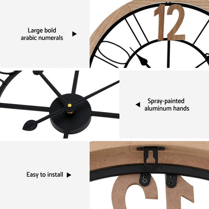 Artiss Home & Garden > Decor > Clocks Artiss 60CM Wall Clock Wooden