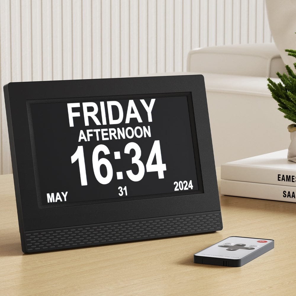 Artiss Home & Garden > Decor > Clocks Artiss 7" Digital Day Clock Calendar Alarm Black