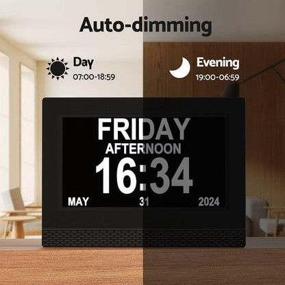 Artiss Home & Garden > Decor > Clocks Artiss 7" Digital Day Clock Calendar Alarm Black