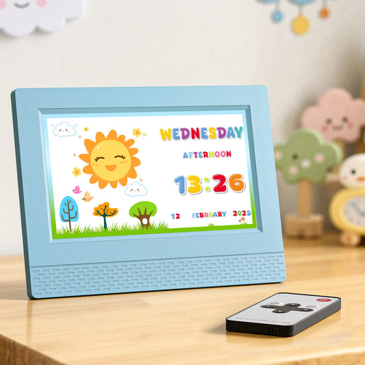 Artiss Home & Garden > Decor > Clocks Artiss 7" Digital Day Clock Calendar Alarm LCD Children Sleep Trainer Clocks Blue