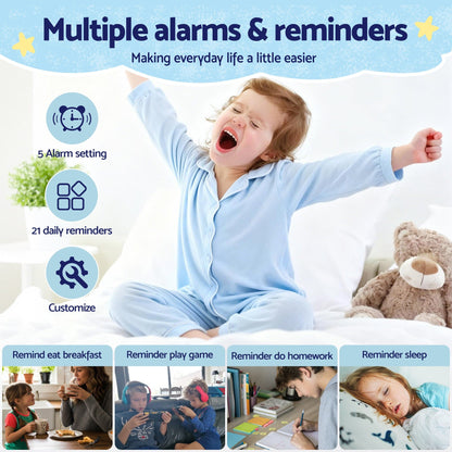 Artiss Home & Garden > Decor > Clocks Artiss 7" Digital Day Clock Calendar Alarm LCD Children Sleep Trainer Clocks Blue