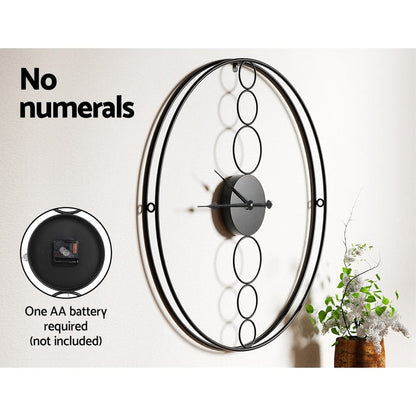 Artiss Home & Garden > Decor > Clocks Artiss 75cm Wall Clock Large No Numeral Round Black