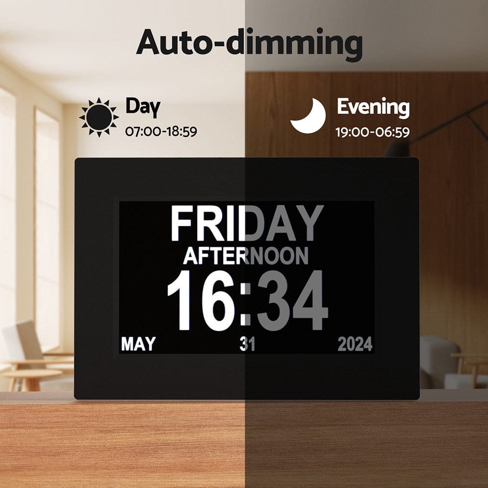 Artiss Home & Garden > Decor > Clocks Artiss 8" Digital Day Clock Calendar Alarm Black