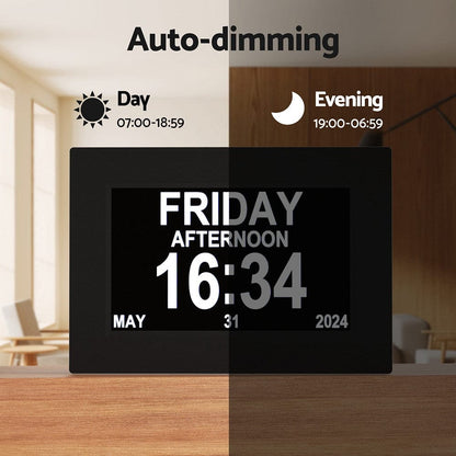 Artiss Home & Garden > Decor > Clocks Artiss 8" Digital Day Clock Calendar Alarm Black
