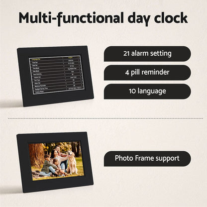 Artiss Home & Garden > Decor > Clocks Artiss 8" Digital Day Clock Calendar Alarm Black