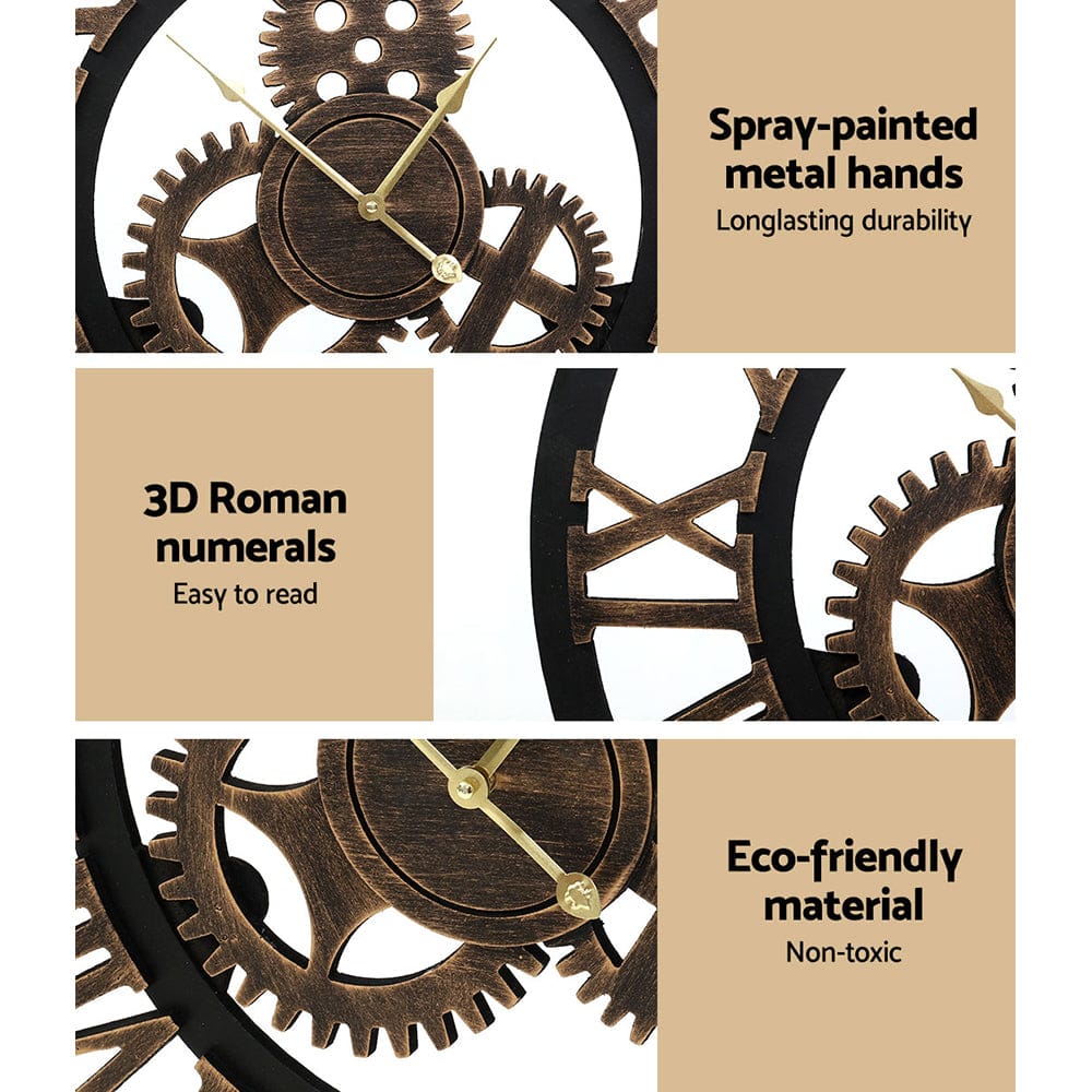 Artiss Home & Garden > Decor > Clocks Artiss 80cm Wall Clock Large Retro Roman Numerals Brown