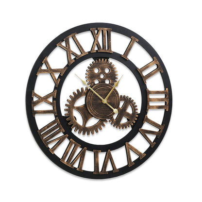 Artiss Home & Garden > Decor > Clocks Artiss 80cm Wall Clock Large Retro Roman Numerals Brown