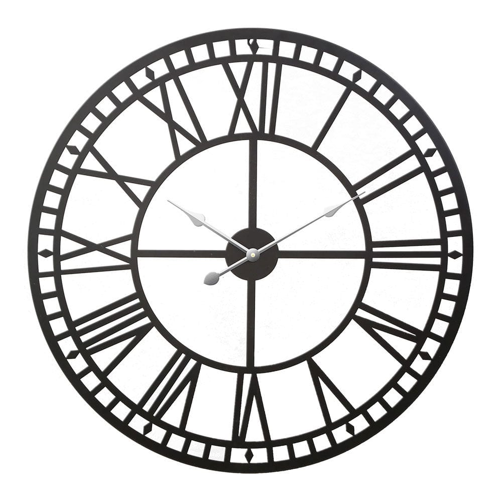 Artiss Home & Garden > Decor > Clocks Artiss 80cm Wall Clock Large Roman Numerals Metal Black