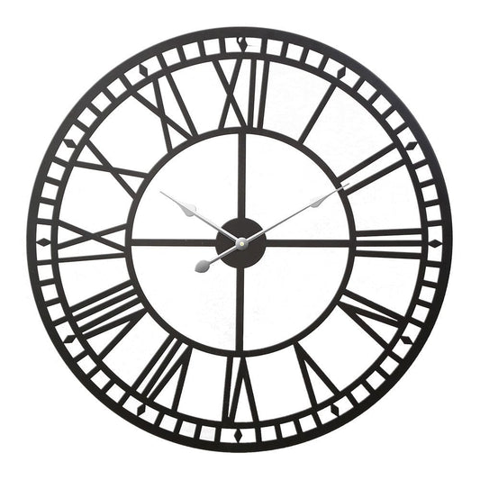 Artiss Home & Garden > Decor > Clocks Artiss 80cm Wall Clock Large Roman Numerals Metal Black