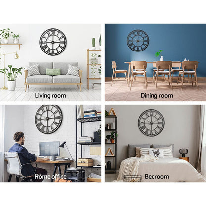 Artiss Home & Garden > Decor > Clocks Artiss 80cm Wall Clock Large Roman Numerals Metal Black