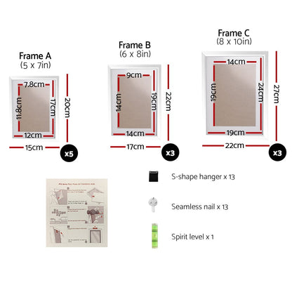 Artiss Home & Garden > Decor > Picture Frames Artiss Photo Frames Art Holder 11PCS 5x7" 6x8" 8x10" White