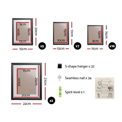 Artiss Home & Garden > Decor > Picture Frames Artiss Photo Frames Art Holder 30PCS 8x10" 5x7" 4x6" 3.5x5" Black