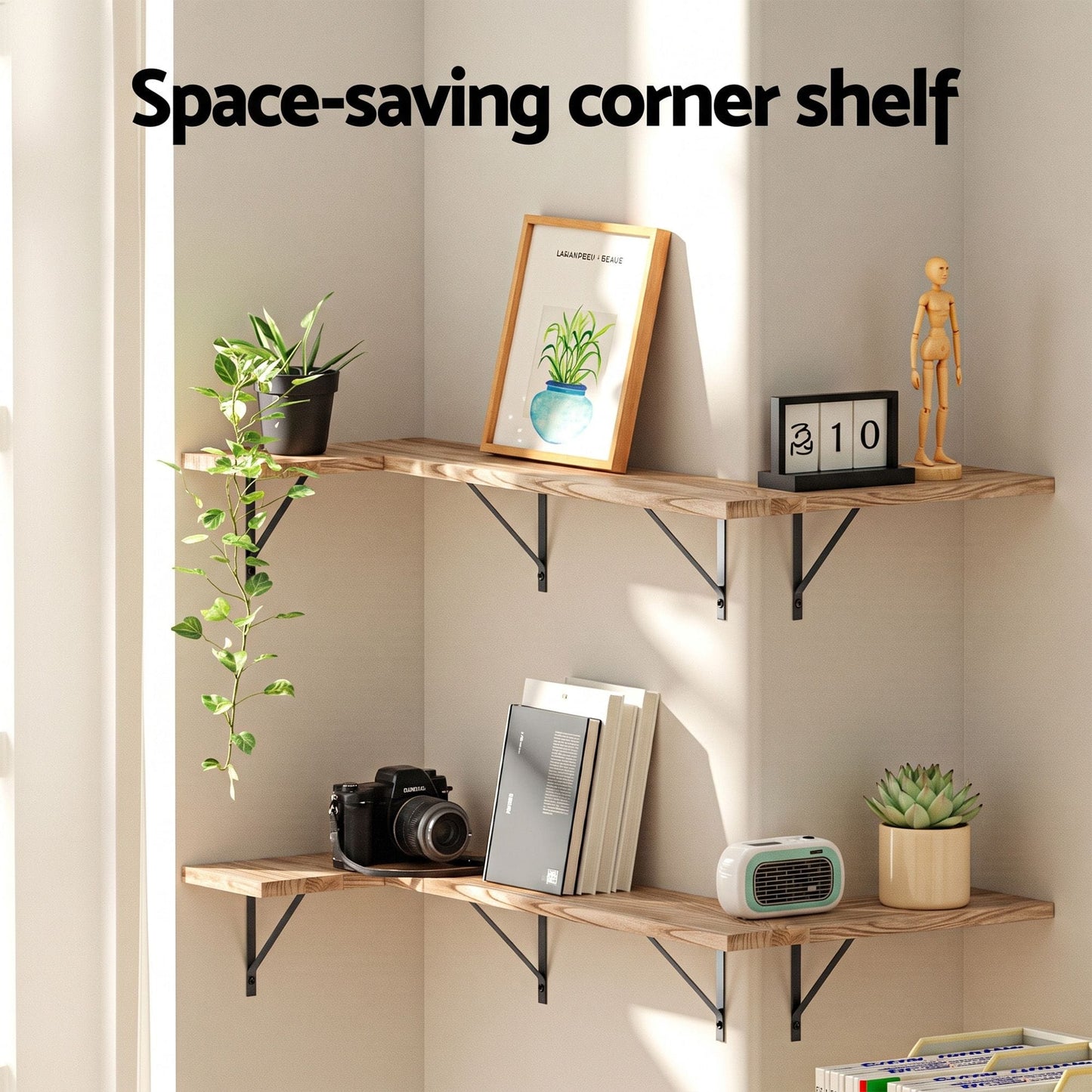 Artiss Home & Garden > DIY > Kitchen & Bathroom DIY Artiss Floating Wall Shelf Corner Shelves Set of 4 Wood