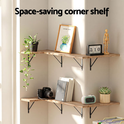 Artiss Home & Garden > DIY > Kitchen & Bathroom DIY Artiss Floating Wall Shelf Corner Shelves Set of 4 Wood