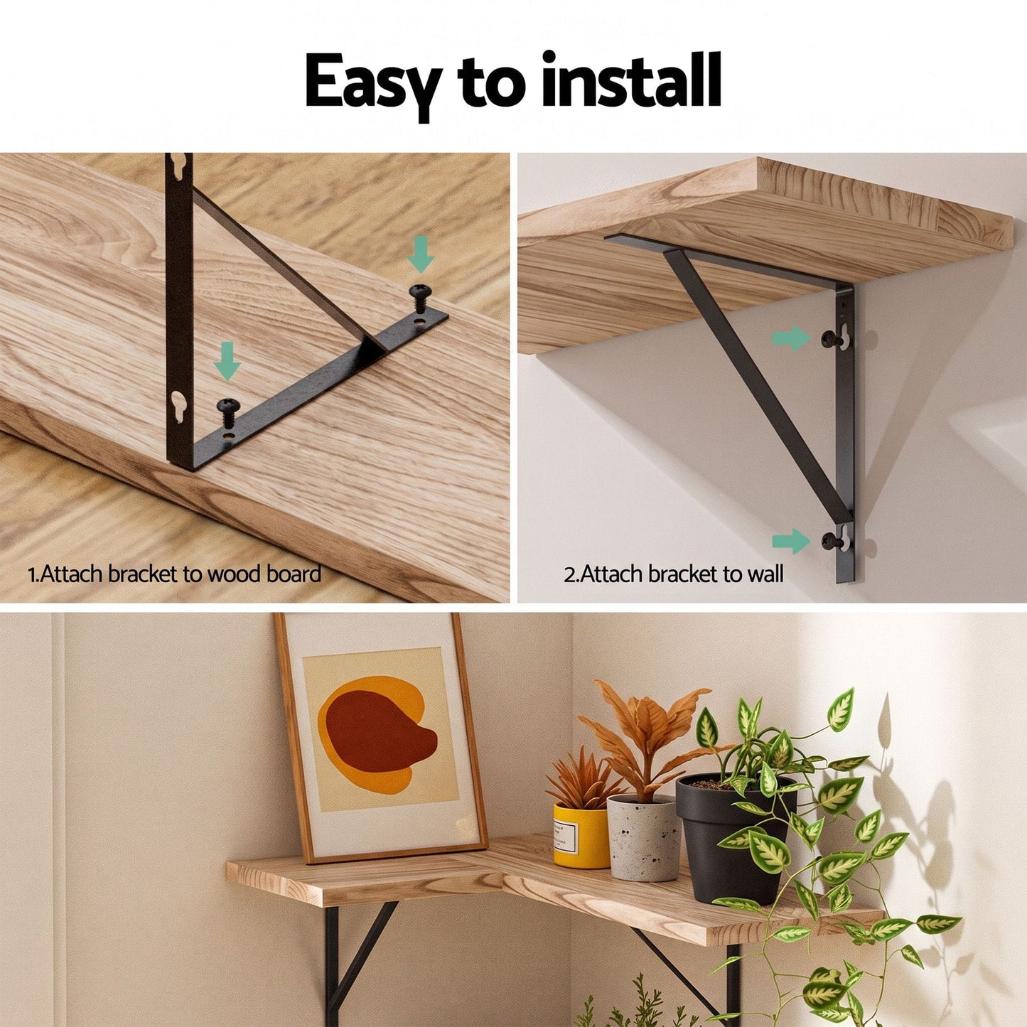 Artiss Home & Garden > DIY > Kitchen & Bathroom DIY Artiss Floating Wall Shelf Corner Shelves Set of 4 Wood