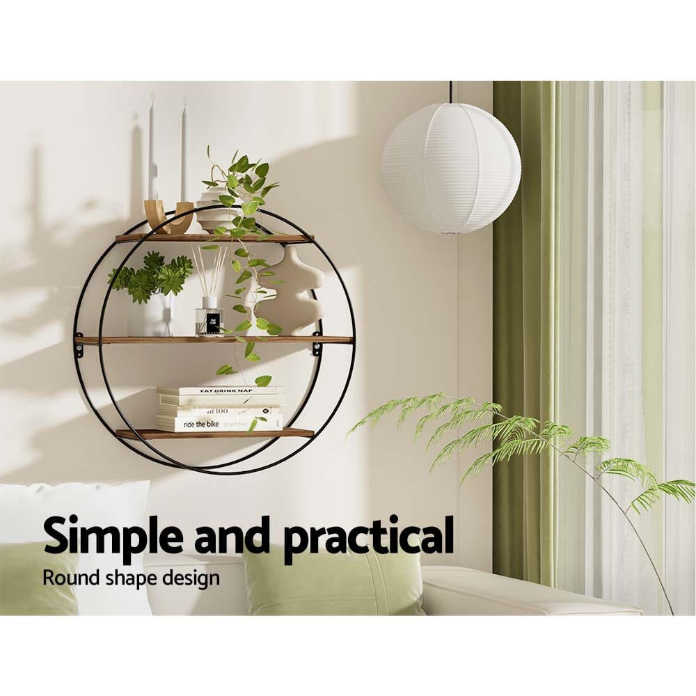 Artiss Home & Garden > DIY > Kitchen & Bathroom DIY Artiss Floating Wall Shelf Round 3-Tier