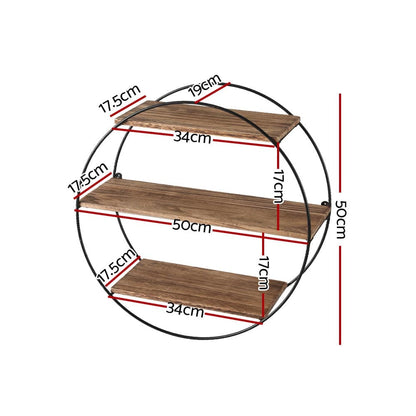 Artiss Home & Garden > DIY > Kitchen & Bathroom DIY Artiss Floating Wall Shelf Round 3-Tier