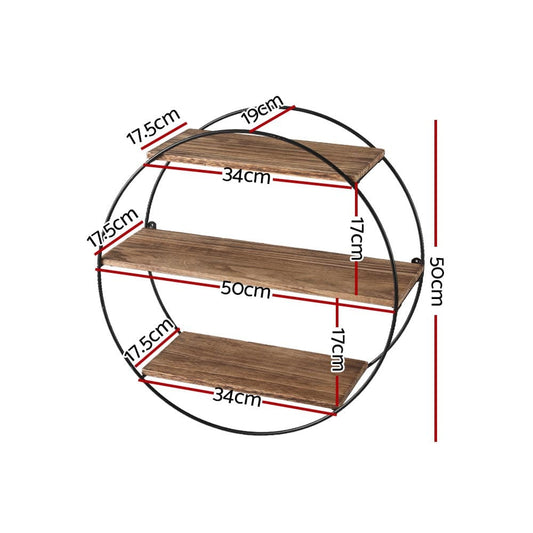 Artiss Home & Garden > DIY > Kitchen & Bathroom DIY Artiss Floating Wall Shelf Round 3-Tier