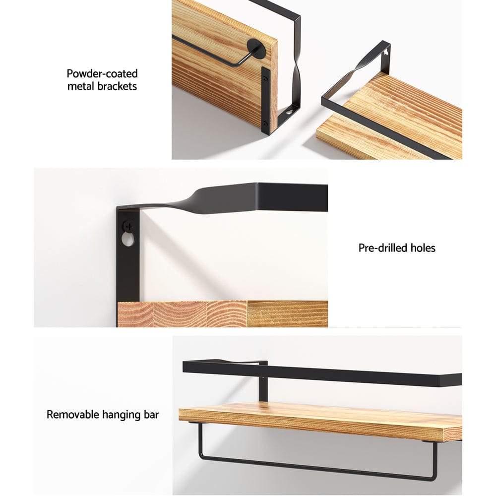 Artiss Home & Garden > DIY > Kitchen & Bathroom DIY Artiss Floating Wall Shelf Set of 2