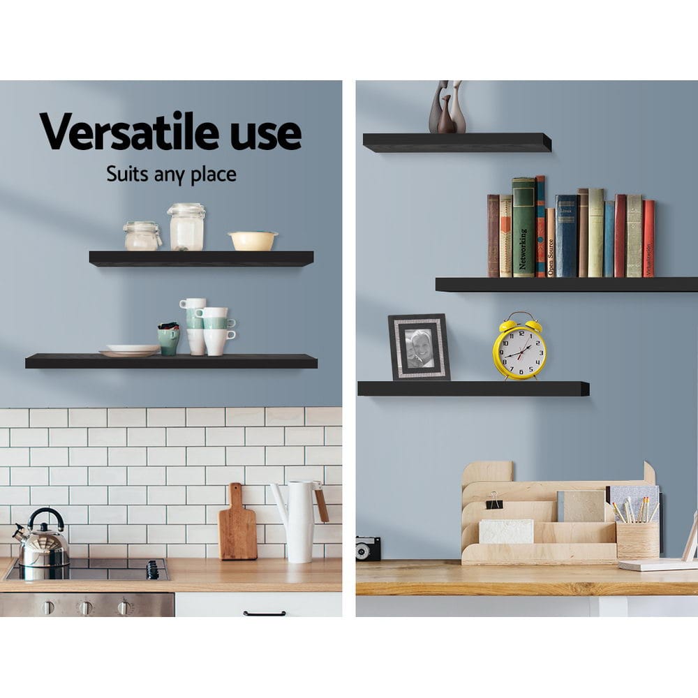 Artiss Home & Garden > DIY > Kitchen & Bathroom DIY Artiss Floating Wall Shelf Set of 3 Black