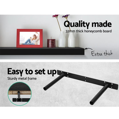 Artiss Home & Garden > DIY > Kitchen & Bathroom DIY Artiss Floating Wall Shelf Set of 3 Black